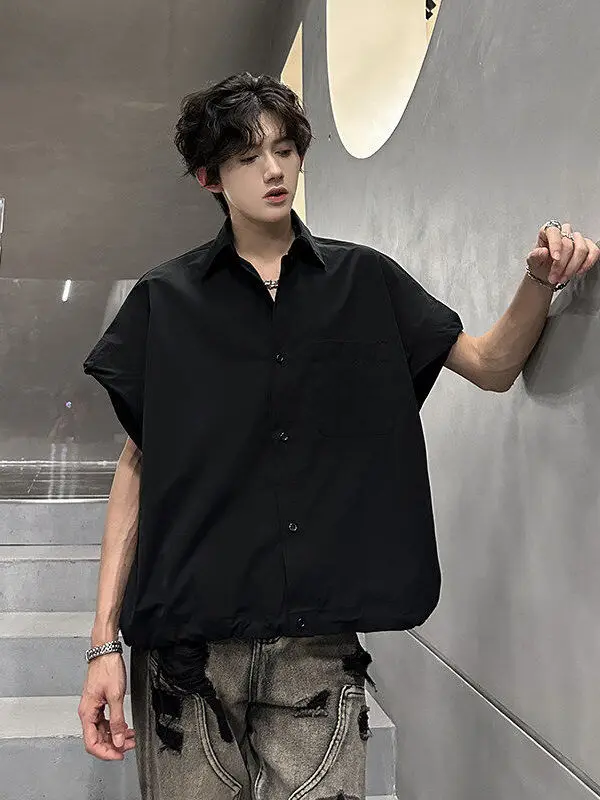 

Bla Ice Silk ort Sve irt Men's Loose Fit Summer Sun Protection Lightweight ort Coat Pleated Sve irt Faion U...