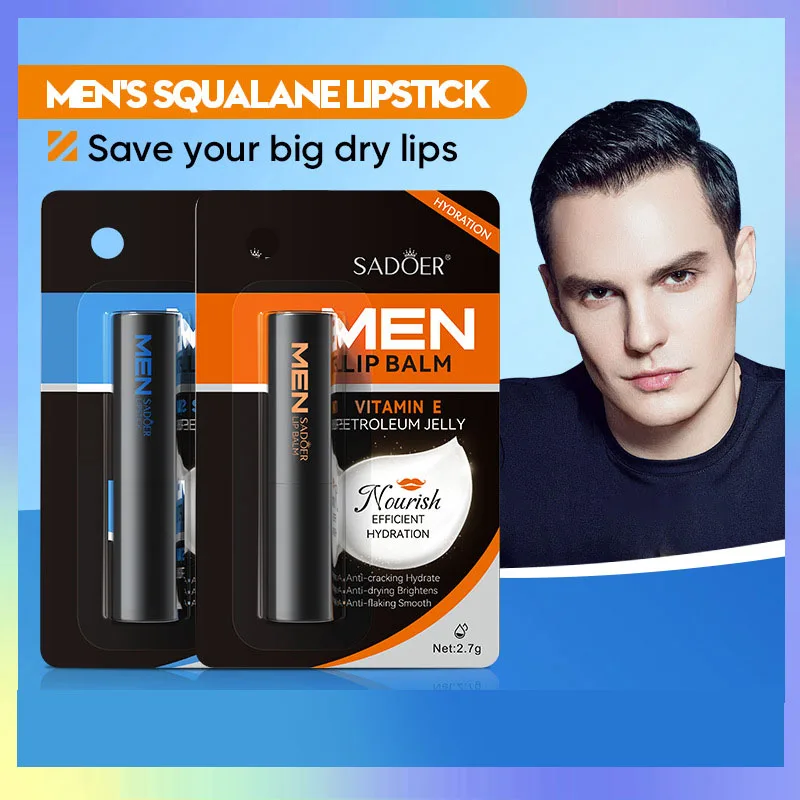 Bálsamo Labial SADOER para Hombre con Extracto de Hierba de Tiburón y Vaselina para Otoño e Invierno, Mejora la Sequedad, Bálsamo Labial Hidratante Beihu