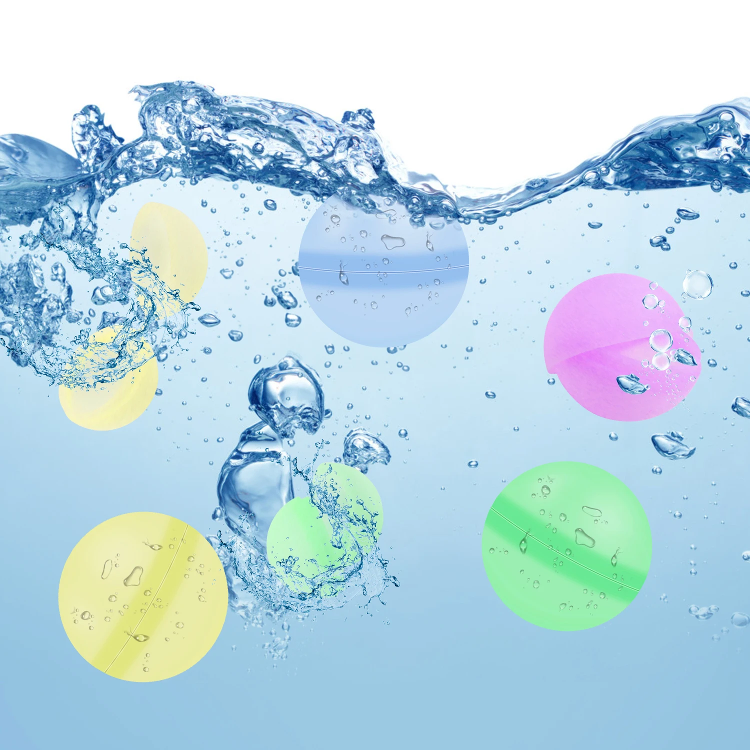 Reusable silicone water ball, spherical water ball toy with quick water injection in summer, and water fighting fun together