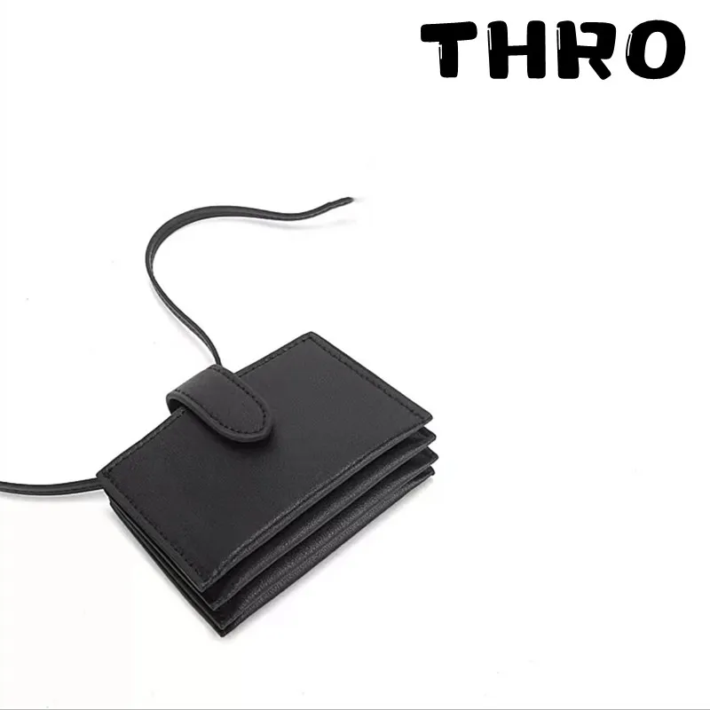 

THRO Women's Mini Card Bag Genuine Leather Women's Top Quality Simple Retro Envelope Bag No Partition Portable Diagonal Span