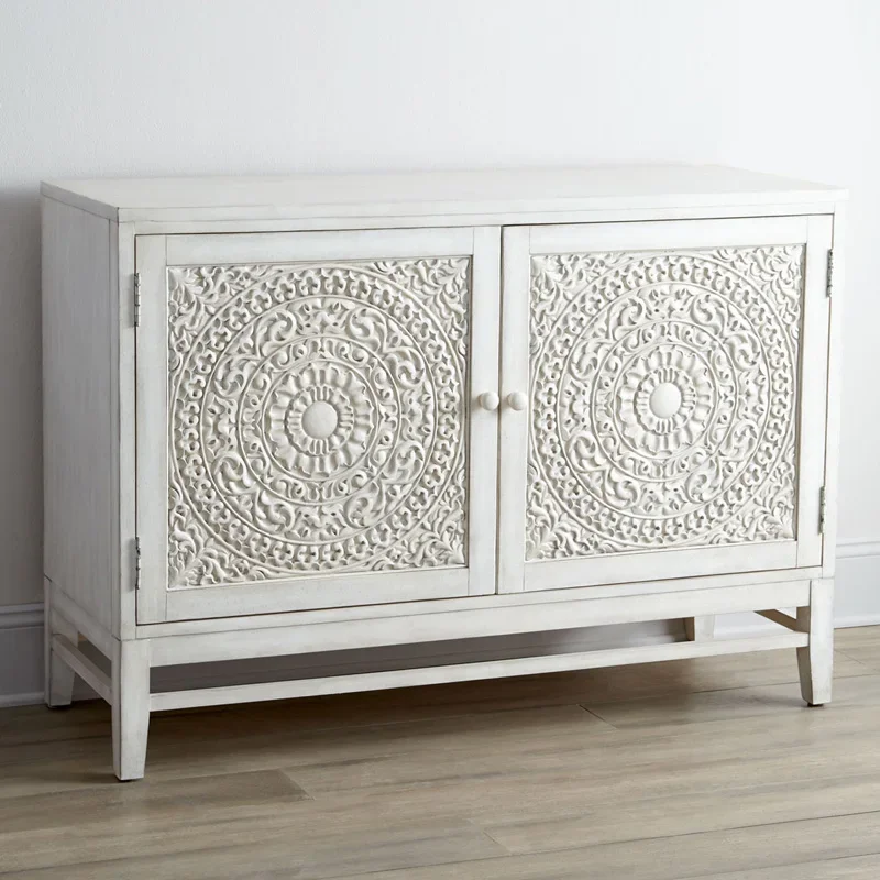 

Solid Wood Sideboard Entrance Cabinet Vintage Vintage Carved Shaped Wine Cabinet Modern Minimalist