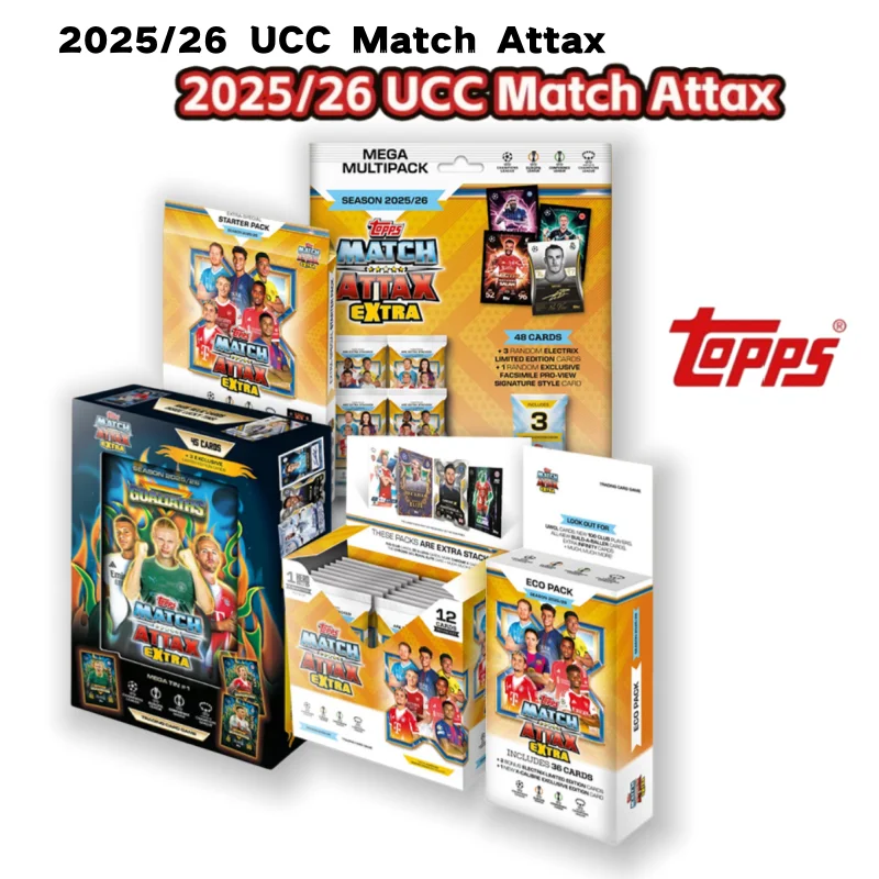 Caja de Tarjetas Coleccionables Oficiales Topps UCC Match Attax 2025/26, Tarjetas de Fútbol de la UEFA Champions League, 5000 Autógrafos, Caja Sellada