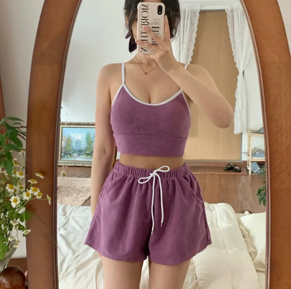 New 3 Pieces Set Swimsuit Women White Swimwear Sexy Sports Bikini High Waist Shorts Beach Wear Towel Fabric Bathing Suit Korean