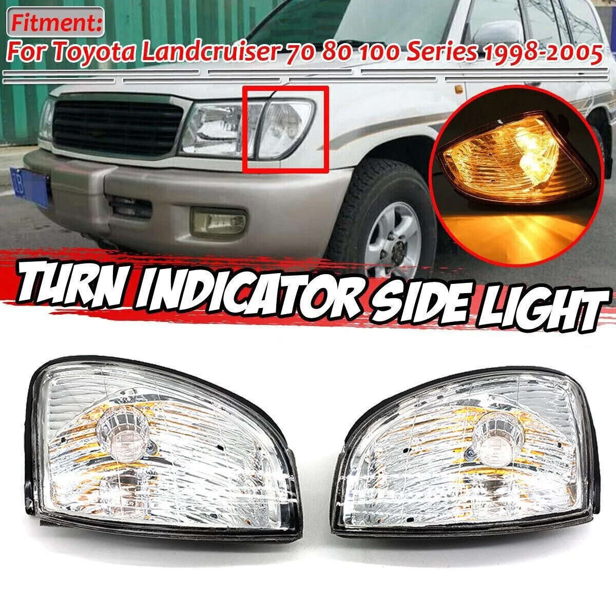 

2 упаковки для Toyota Landcruiser 100 105, серия 1998-2005, передняя индикаторная лампа