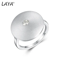 LAYA 925 100% Sterling Silver Shining Zircon Satin Finish Ring Minimalist Geometric Irregular Open Creative Handmade Jewelry