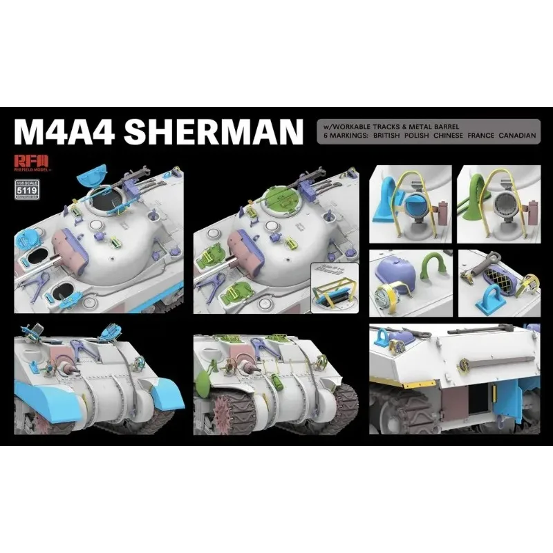 RYEFIELD รุ่น RFM RM-5119 1/35 Scale M4A4 Sherman - ประกอบพลาสติกชุด