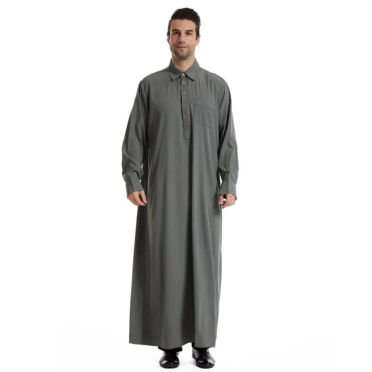 Eid Muslim Men Jubba Thobe Mens Long Shirt Dress Islamic Ramadan Lapel Robe Saudi Musulman Wear Abaya Caftan Dubai Arab Dress