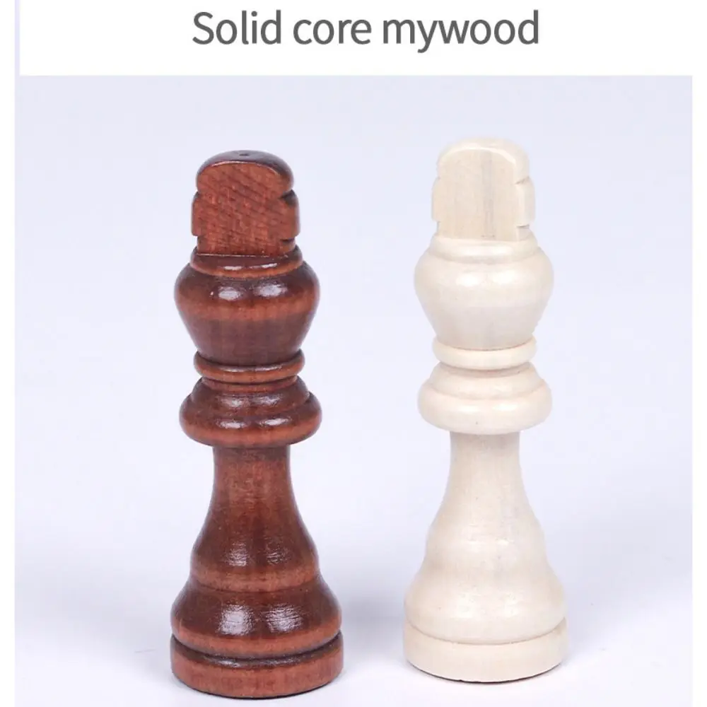 New 32 Pieses Wooden Chess Wood Chessmen King Height Chess Entertainment Chess Pieces Only No Board Chess Games Accessories