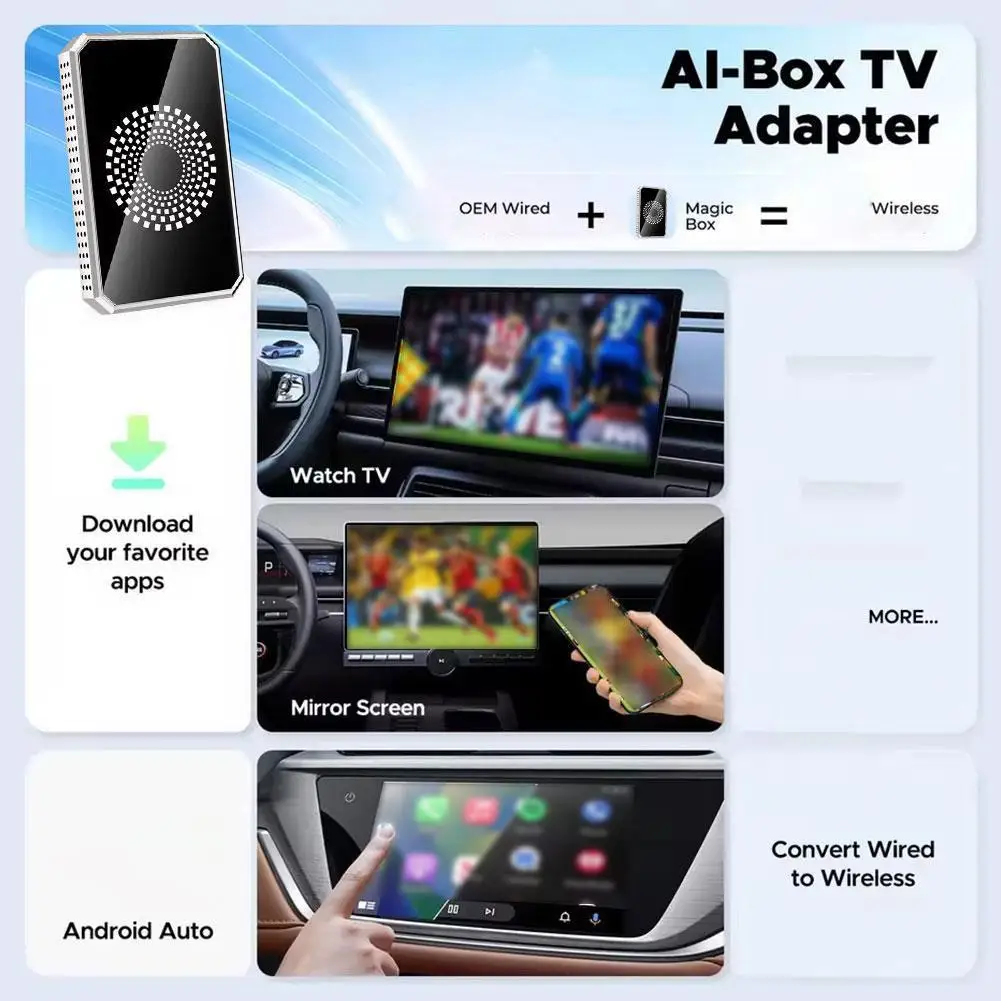 AI Box Wireless to Android Android Auto/to Android HD 13 Port with 2+16G-ELEC Supports Split-Screen H8K3