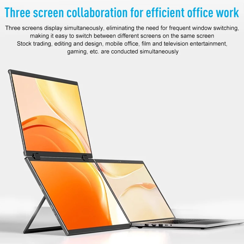 

Fully Functional 15.6 Inch Foldable Portable LCD Computer Monitor with 2*Type-C 6Ms Hd Dual Screen IPS Panel for Business Use