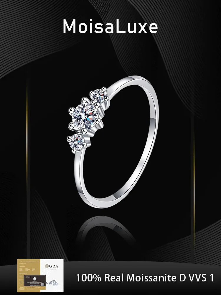 

hot sale 925 sterling silver ring moissanite VVS1 D-color women simple fashion luxury birthday day row rings gift fine jewelry