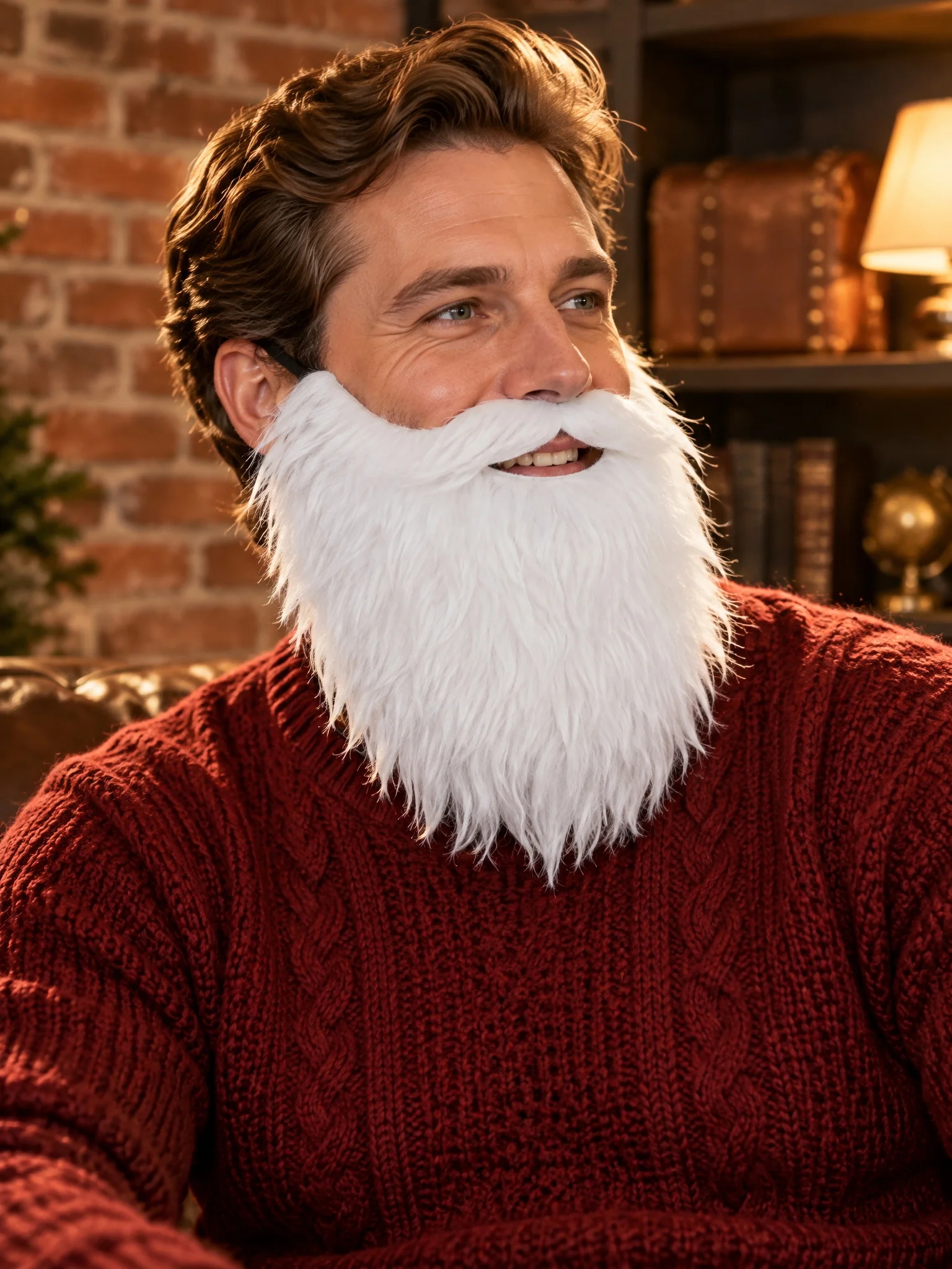 Fake Beard Mustache for Halloween Cosplay, Long Curly Synthetic Hair False Facial Hair for Santa Claus, Viking, Dwarf Costume Pa