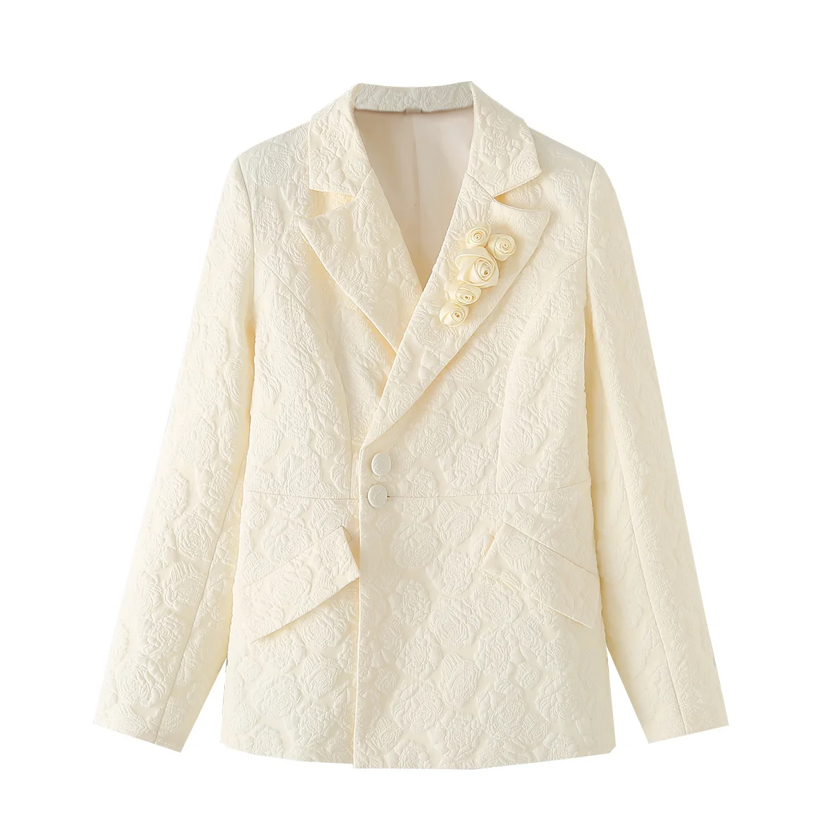 Blazer à manches longues pour femmes, veste beige, costume décontracté, vêtements de printemps, 2024