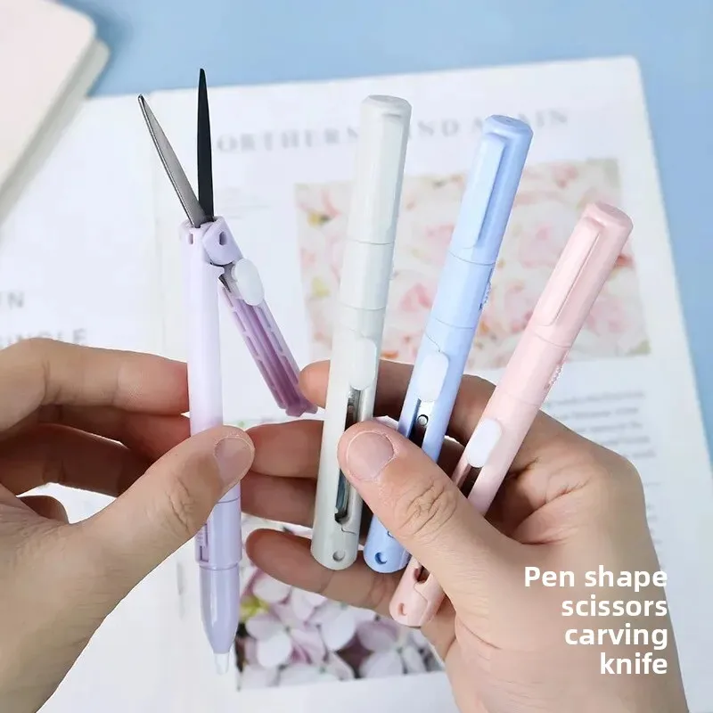 القلم نمط مقص القرطاسية الإبداعية البسيطة للطي طالب الفن مقص القلم نمط غطاء طالب ورقة قطع مقص المحمولة