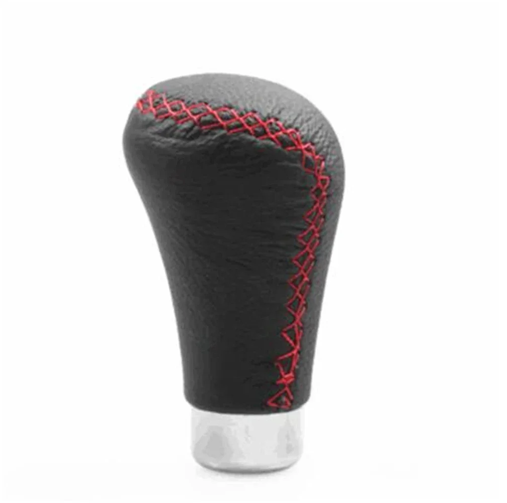 Black Leather Red Stitched Car Gear Shift Knob Shifter Lever Universal Manual