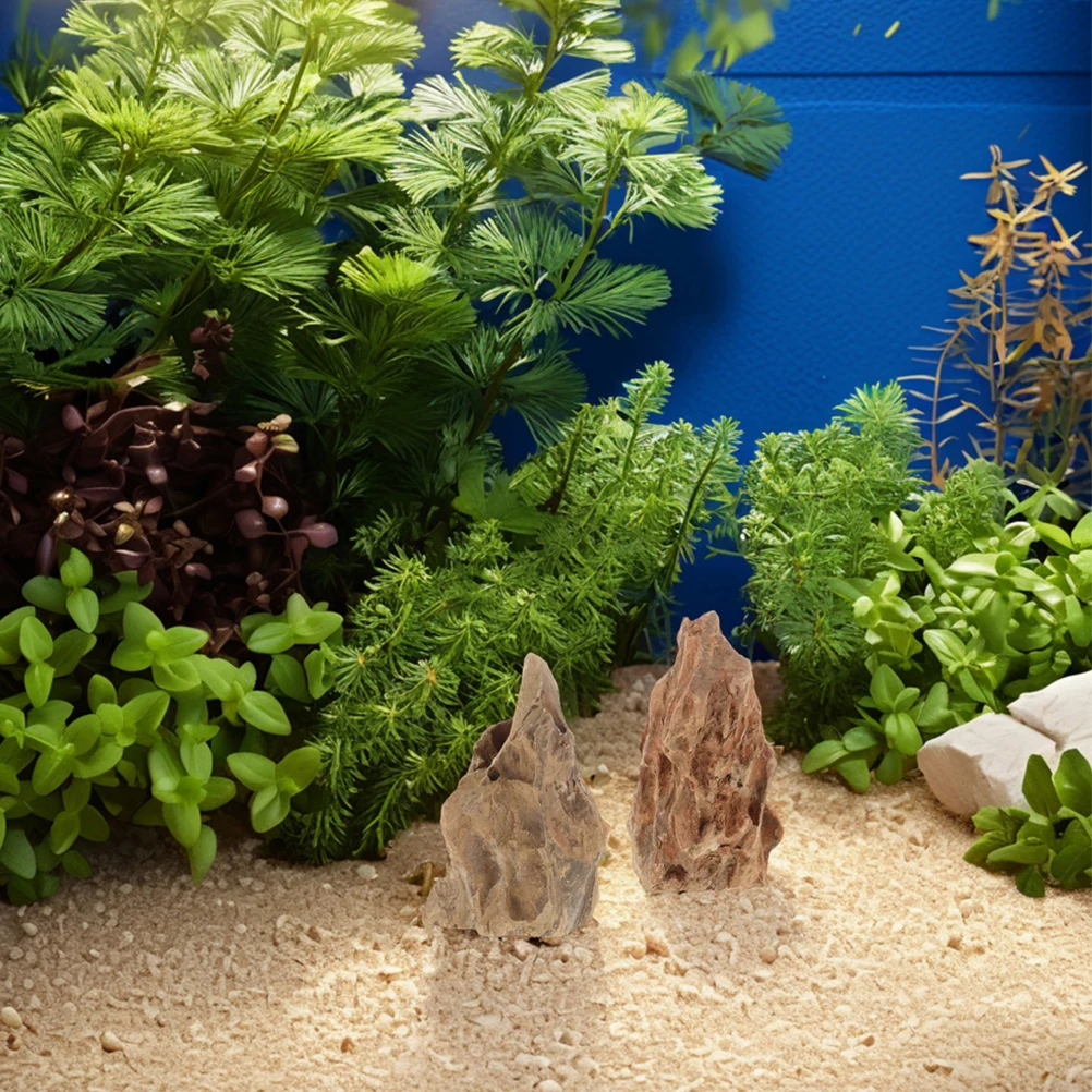 

2Pcs Rockery Aquarium Decoration Artificial Simulation Landscape Fish Tank Rock Cave Ornament Hideout Accessory for Reptile