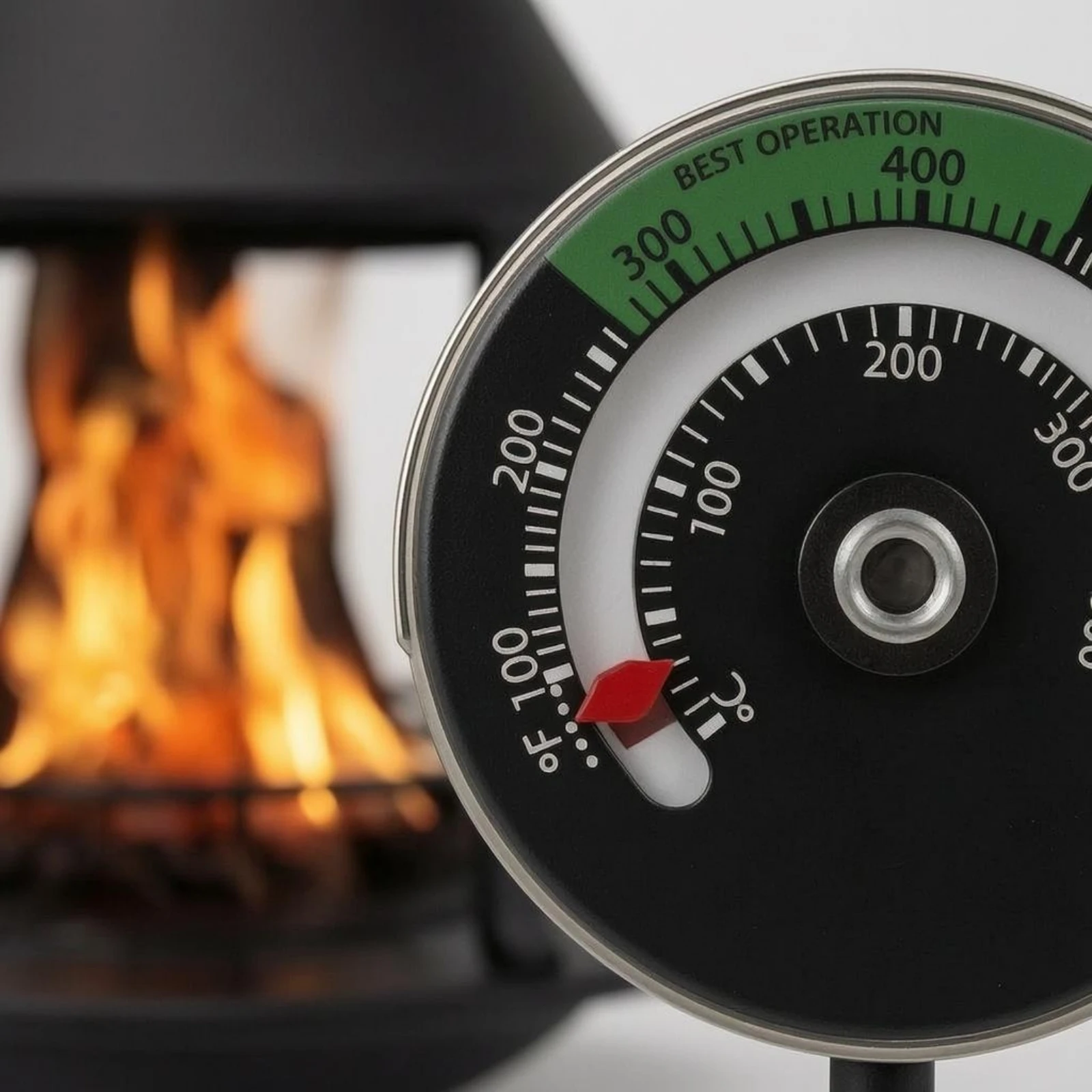 Analog Fireplace Thermometer Red Pointer Fireplace Thermometer Temperature Gauge Black Face