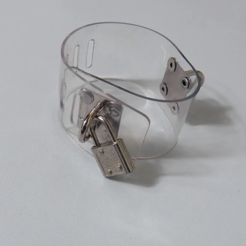 Men Women Punk Gothic Bracelet Set Transparent PVC Adjustable Wristband With Chain  Couple Cosplay Game Accessories