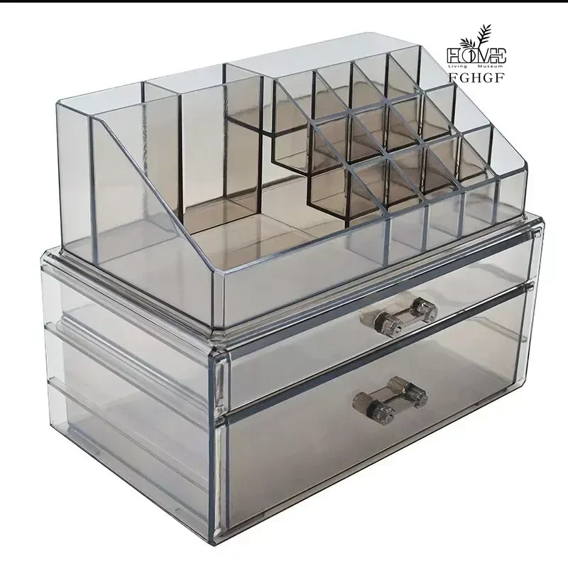 Desktop Makeup Storage Box Multi-layer Drawer Lipstick Organizer Multi-functional Storage Rack Transparent Black Transparent