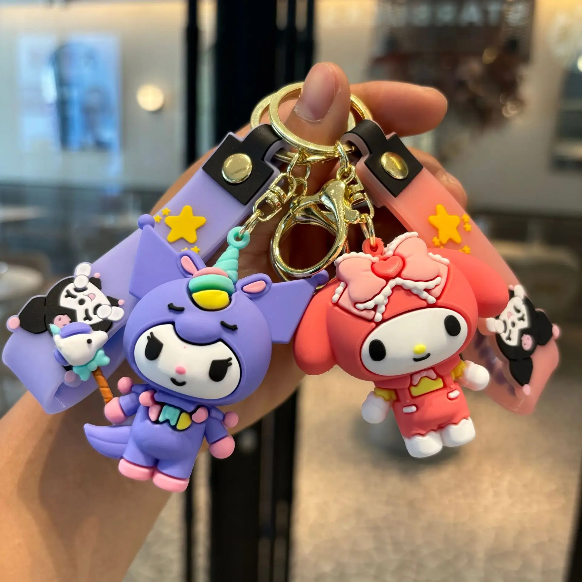 Kawaii Cinnamoroll Hello Kitty Keychain Keyrings Itabag Accessories Children Schoolbag Pendant Kuromi Melody Keychain Key Buckle