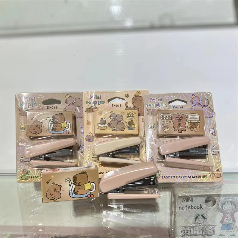 1Pcs Cute Capybara Cartoon Handheld Stapler Mini Office Stapler Set 750 Pcs Staples Include for Home School Office Business