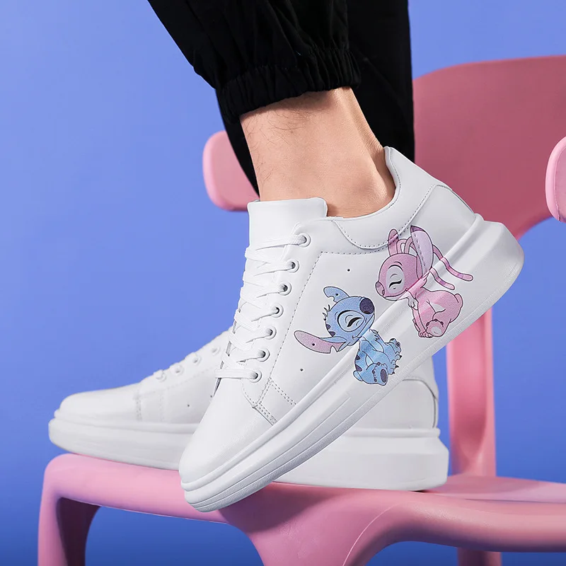 Anime Stitch Angle coppia scarpe Casual Fashion Cartoon Women Sneakers Low Cut vita alta suola morbida scarpe da tavola traspiranti