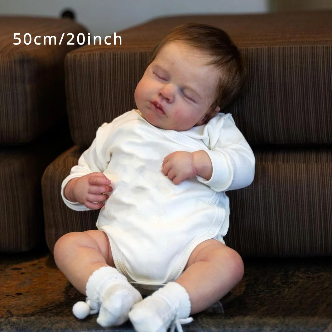 BZDOLL Like Real 50cm 20inch Reborn Baby (Cloth Body, Vinyl Limb) with 3D Skin & Visible Veins, Sleeping Newborn Birthday Gift