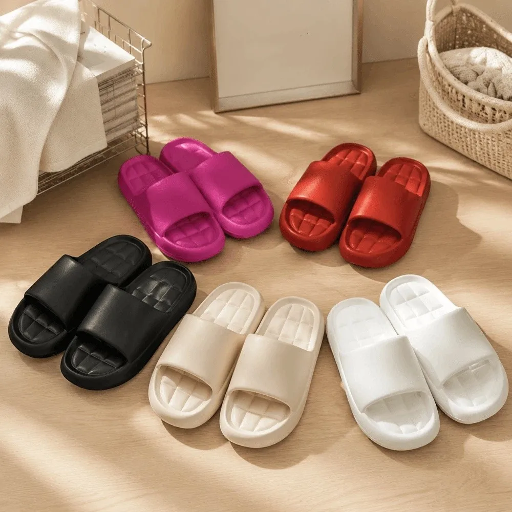 House Shoes Thick Soft Sole Women Slippers Lightweight Platform Shoes Beach Flat Sandals Non-Slip House Shoes Outdoor Use