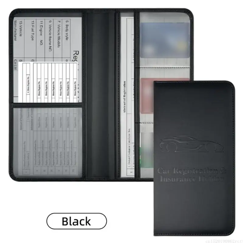 D5BB 防水車ドキュメントオーガナイザー レザー車両登録ホルダー 5x9.56インチ