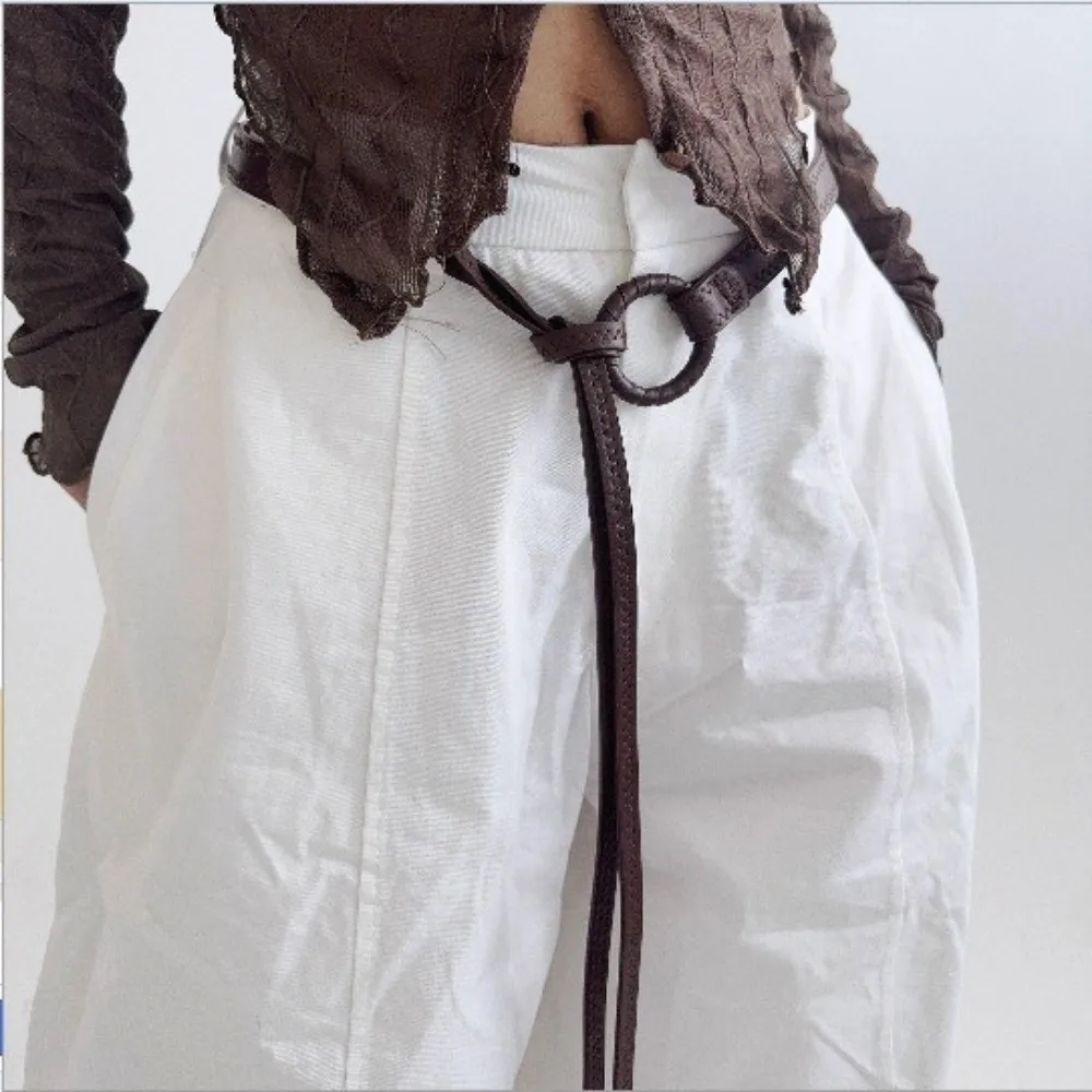 

Модный пояс из искусственной кожи, тонкий декоративный ремень-цепочка, красный пояс-шнурок, декоративный аксессуар для юбки