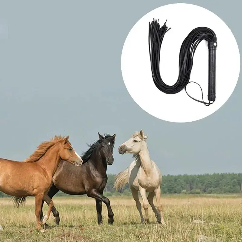 جديد معدات ركوب الخيل الرياضية المضادة للانزلاق بو الجلود مقبض الحصان سوط سباق الفروسية أداة #6