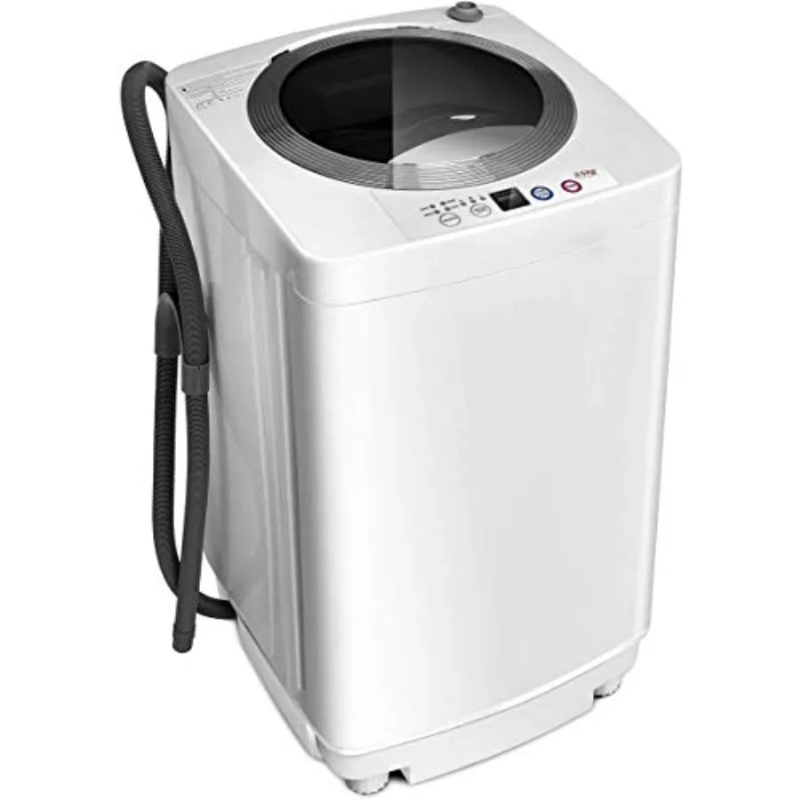 Portable washing machine for apartment/RV/dorm use, stainless steel drum, white, full automatic washer and dryer combo with bui