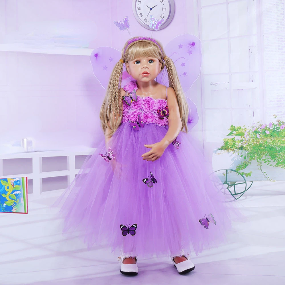 Mädchen Prinzessin Kleid Ausgefallenes Kostüm Rollenspiel Ballkleid Halloween Party up Flügel Zauberstab Stirnband