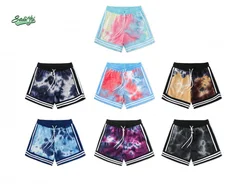 Men Shorts Vintage Hip-Hop American tie-dye Beach Pants Shorts Oversize Men Summer Loose Casual Pants Clothing Casual Short Punk