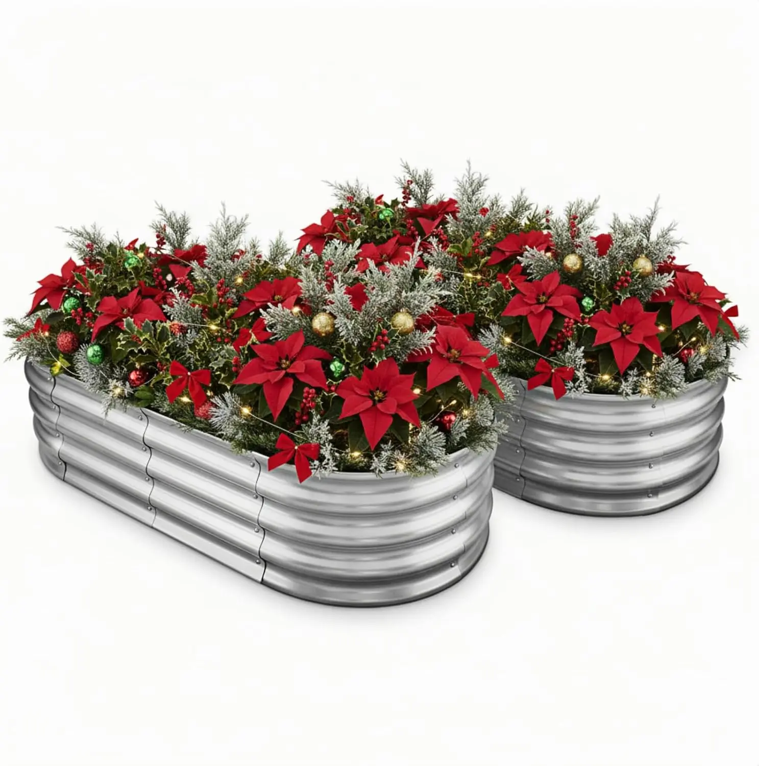 

4x2x1ft Galvanized Metal Raised Garden Bed Kit, Oval Planter Box for Vegetables and Flowers (2 Pack)