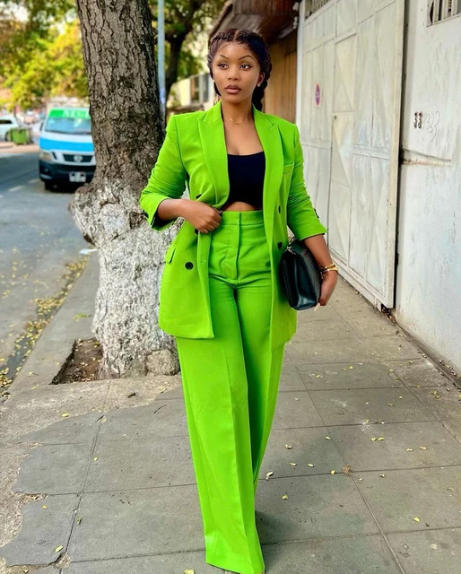 Ensemble blazer et pantalon vert imbibe pour femme smoking sur mesure pour femme document lumineux formel affaires bureau mariage printemps 2 pieces AliExpress
