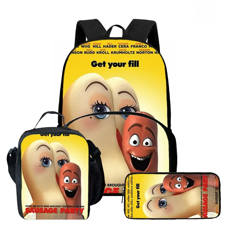 Zaino per bambini dei cartoni animati con tasca frontale, borse per il pranzo, borse per matite per bambini di età compresa tra 5 e 10 anni, borse da scuola per ragazzi Sal-sa-ge Par-ty Foo-dto-pia