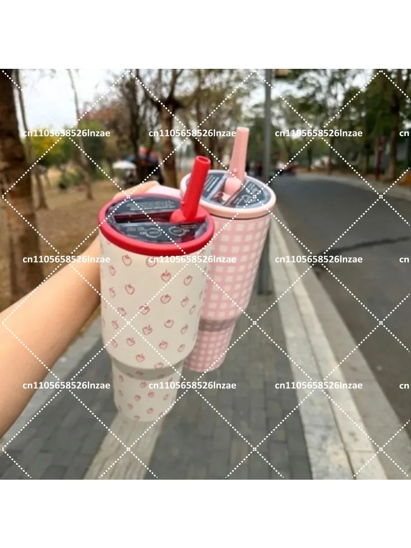 40oz Stainless Steel Vacuum Insulated Tumbler with Handle & Straw, Leak-Proof Travel Mug for Home Office Outdoor