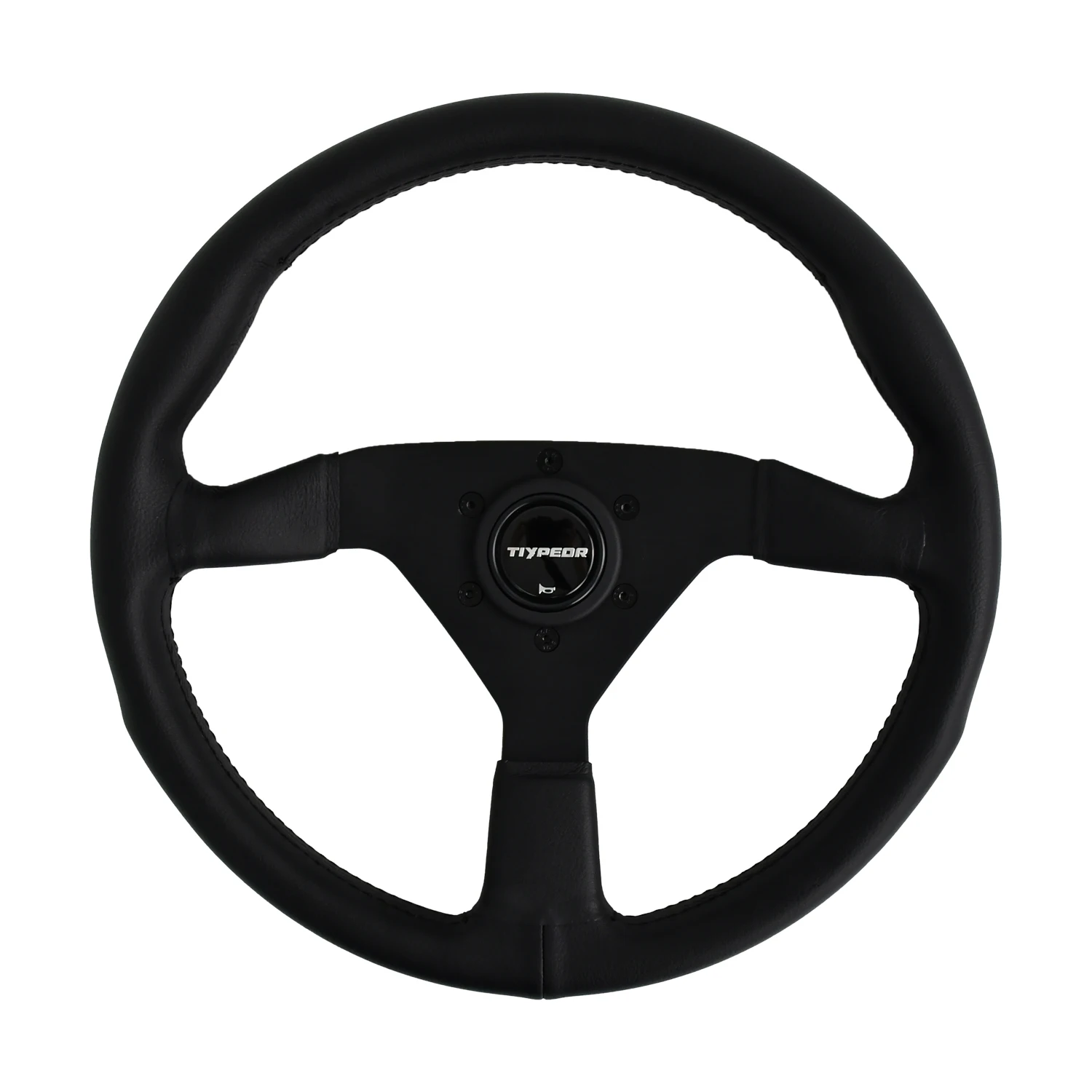 Tiypeor Black Edition 14-inch Grip Universal Car Modification Sports Personalized Racing Style Leather Steering Wheel