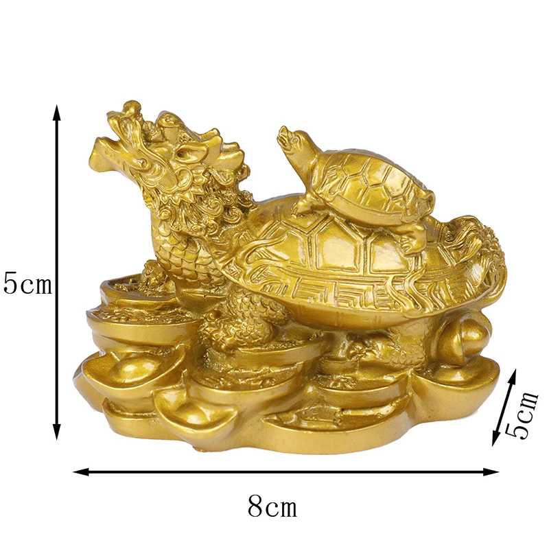 1 Pc Gold Feng Shui Dragon Turtle Tortoise Statue Figurine Coin Money Wealth Lucky Home Dector