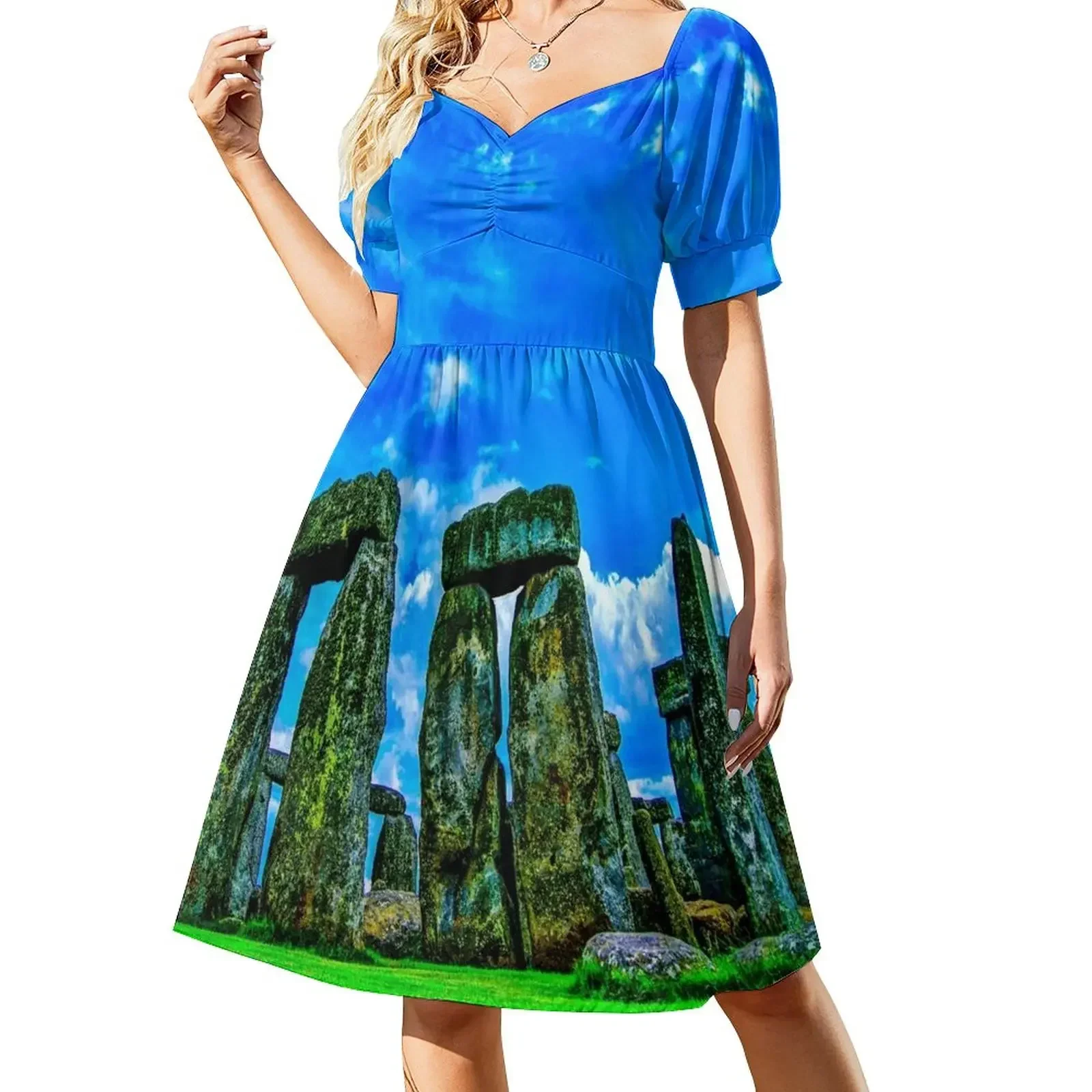 

fwc 0990 stonehenge Short-Sleeved Dress women's elegant loose dresses Dress women