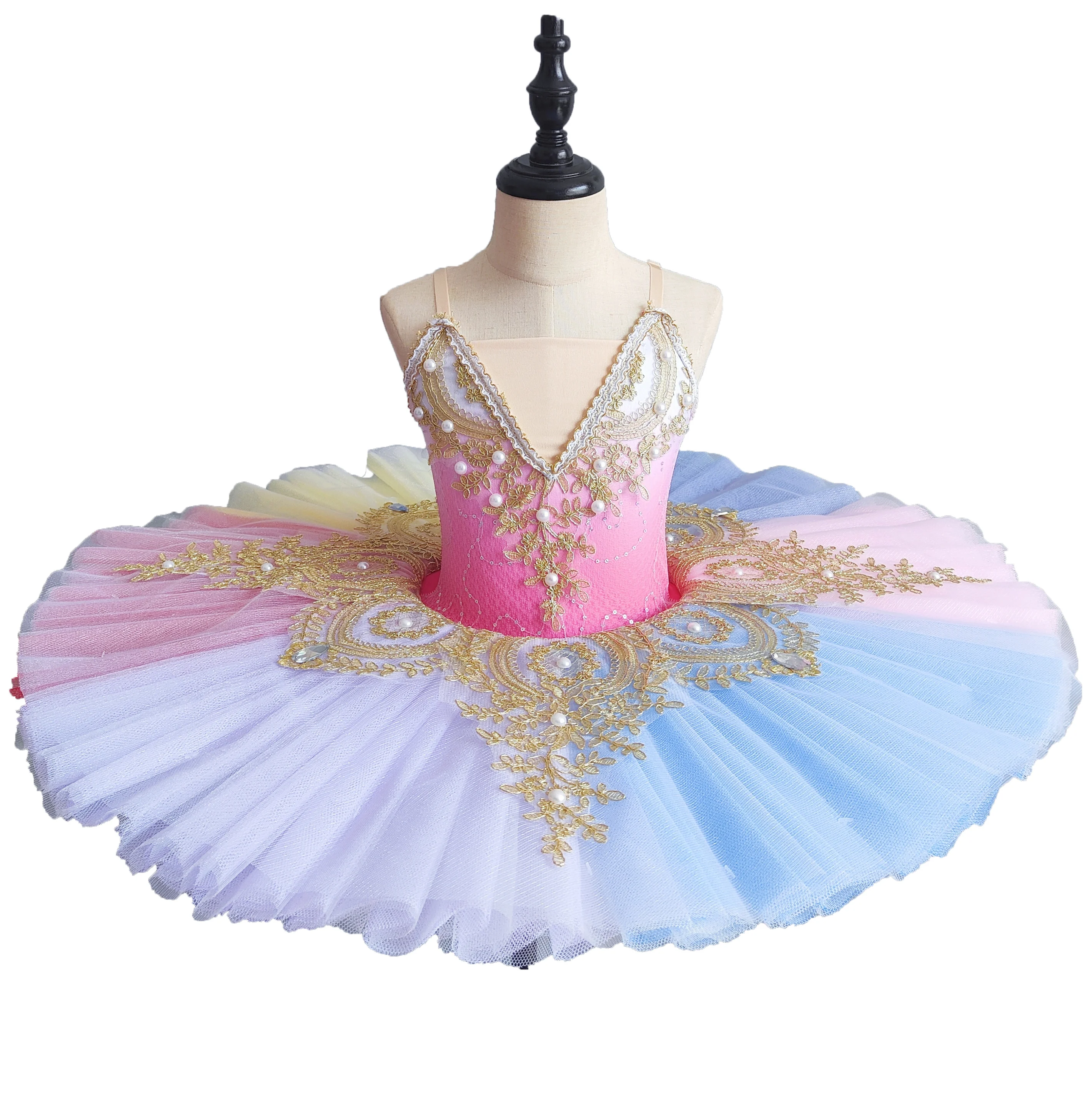 Tutu de Ballet professionnel pour enfants et adultes, Costume de Ballet arc-en-ciel, robe de la belle au bois dormant, jupe Tutu de crêpes pour femmes