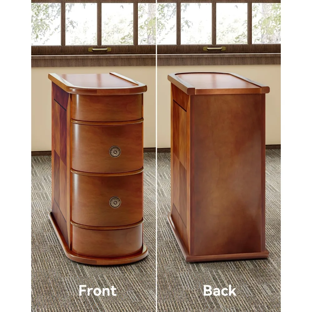 Mesa de madeira vintage, Nightstand Slim, Nenhuma montagem necessária, Mesa de cabeceira para quarto