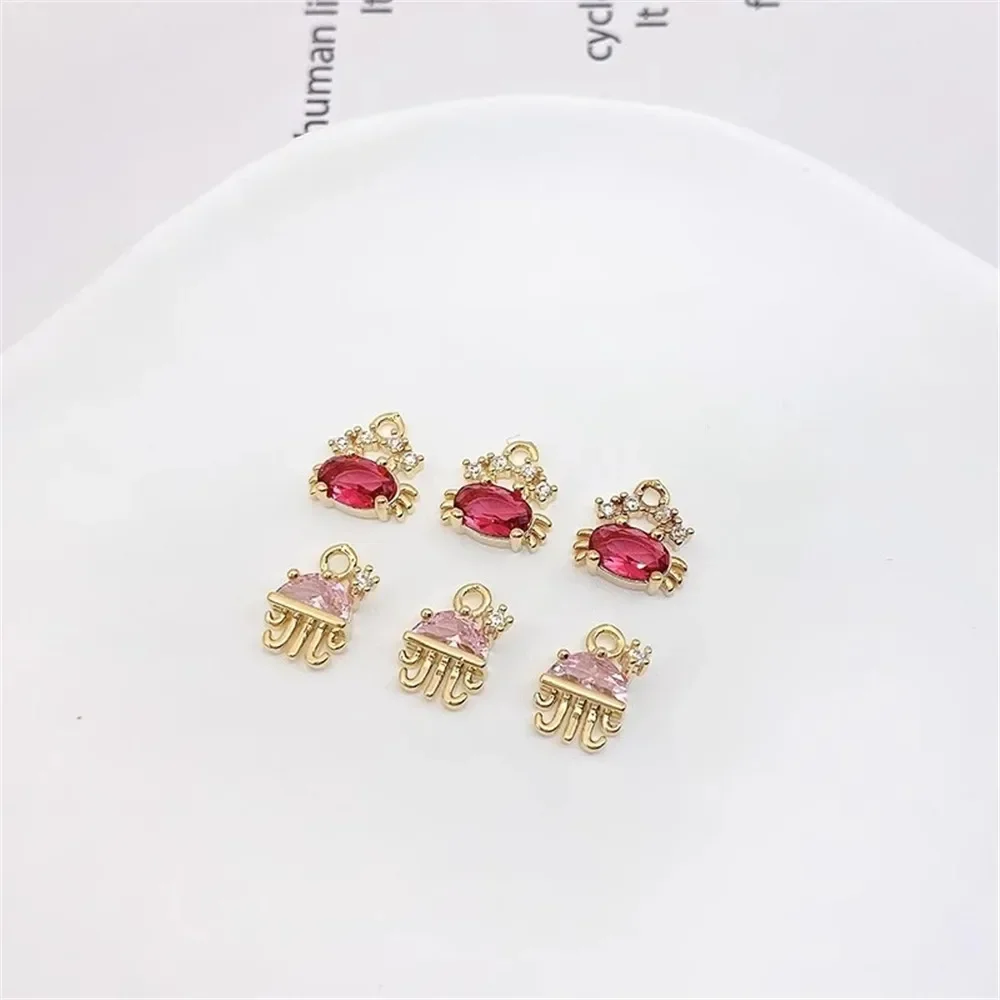 

14K Gold Color Marine Life Zircon Jellyfish Octopus Small Pendant DIY Handmade Bracelet Necklace Material Accessories L422