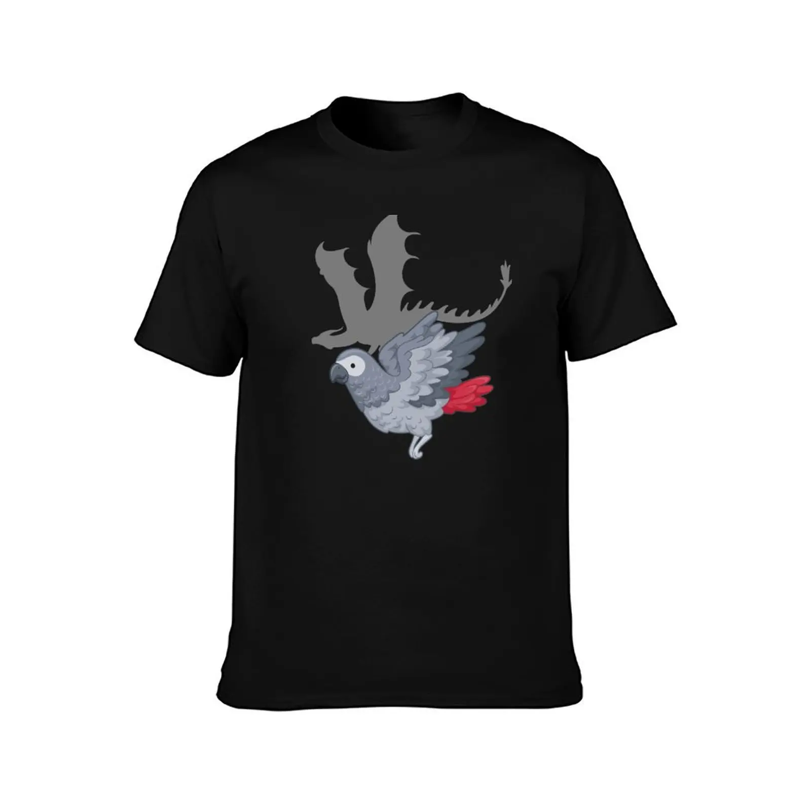 Dragon African Grey Parrot Shirt  African Grey Dragon Birb Memes Funny Congo T-Shirt Summer Casual Cotton Tee 100% Cotton