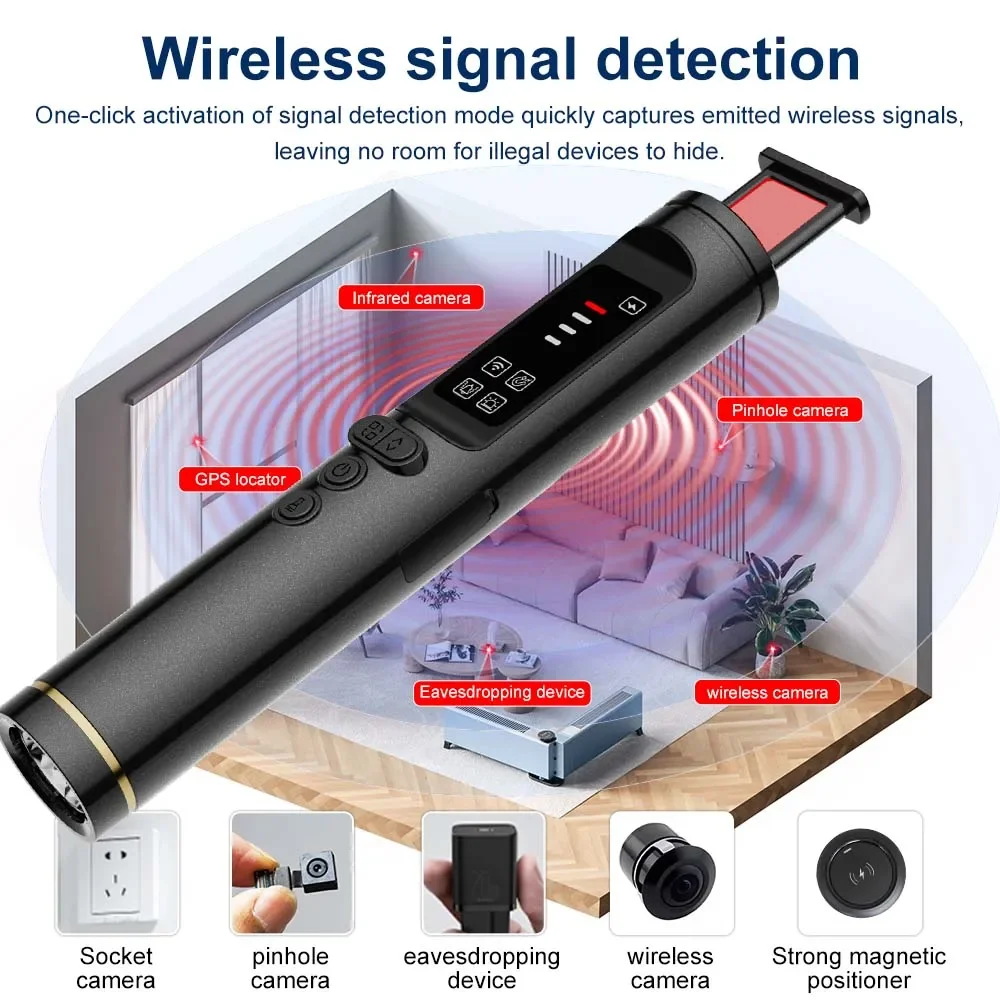 Intelligent Hidden Camera Detector Anti Theft Peeping Devices Detection RF Signal GPS Bug Finder Infrared Camara Scanner Protect