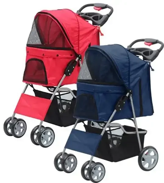 Foldable Outdoor Pet Carrier Stroller With 3/4 Wheels Soft Comfortable Pet Walk Strolling Cart For Dogs And Cats