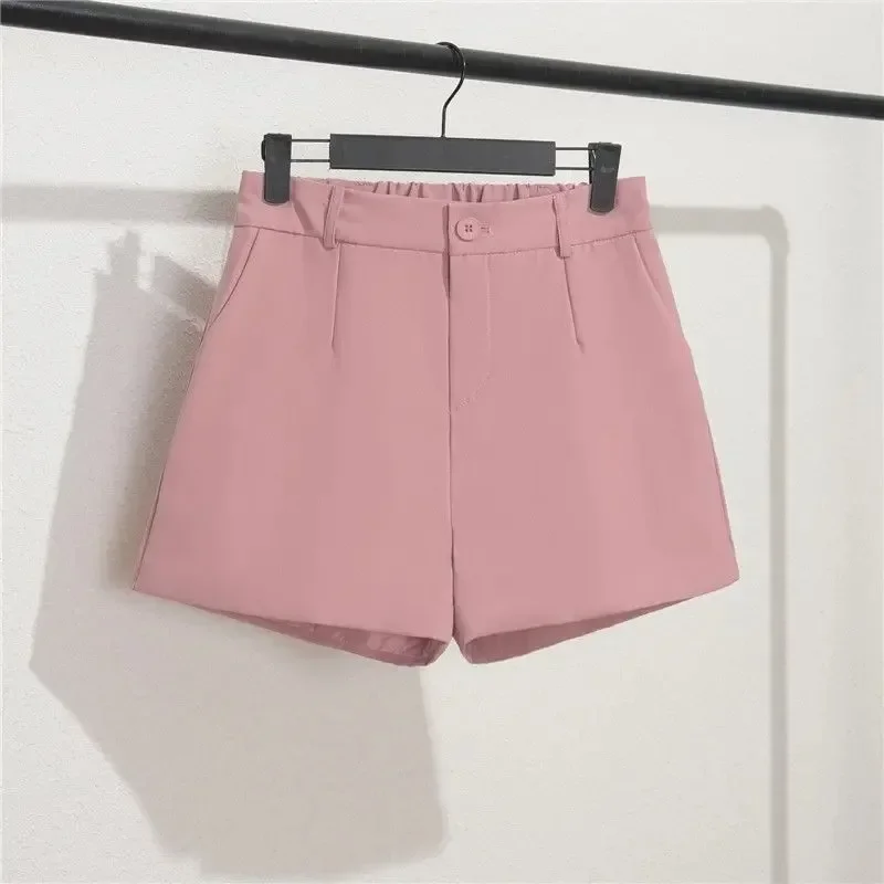 Office Lady Solid Shorts For Women Summer Y2k Loose Short Trousers Elegant Korean Fashion High Waisted Short Solid Simple Pants