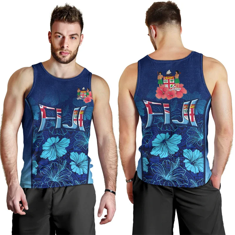 Harajuku Summer 3D Flying Fijians Printing Tank Top Fiji Emblem Fijian Pride Graphic Gym Tank Top Men Cool Fashion Vest Clothing