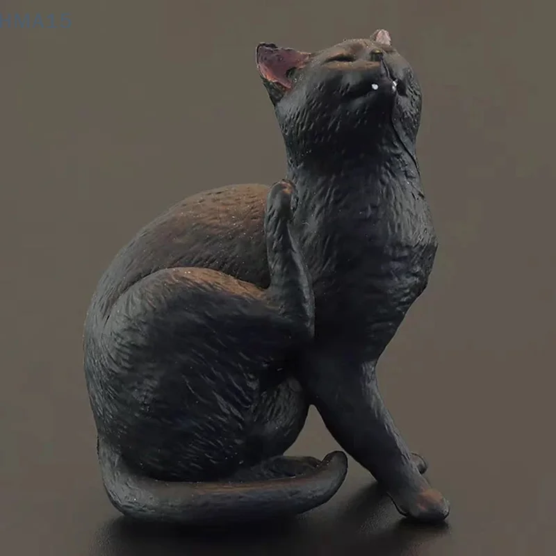 Solid Simulation Animal Model Scratch Itch Black Cat Ornament Desktop House Cats Decoration